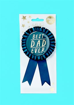 The only way to prove that he really is the &lsquo;Best Dad Ever&rsquo; is to award your long-suffering dad with this lovely teal rosette and make him wear it all day (with pride). Perfect for Father&rsquo;s Day, this badge has ribbon detail and safety pin attachment.